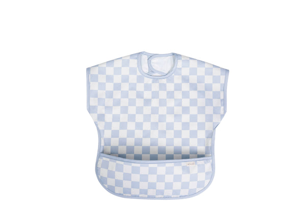 Smock Bib for Baby & Toddler Short Sleeve (Blue Checkers)