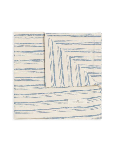 Organic Baby Swaddle Blanket - Wave Stripe / Rain