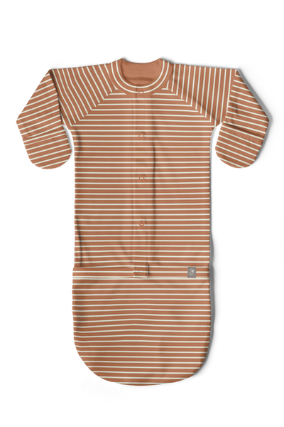 Convertible Sleeper Baby Gown - Clay Stripe (0-3 Month)