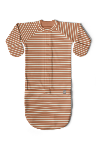 Convertible Sleeper Baby Gown - Clay Stripe (0-3 Month)