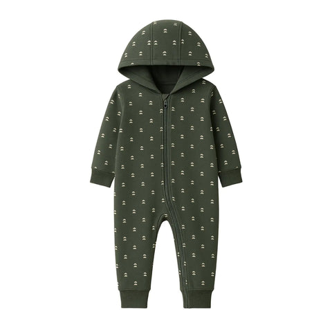 Greer Fleece Hooded Zipper Romper Bent/Pine