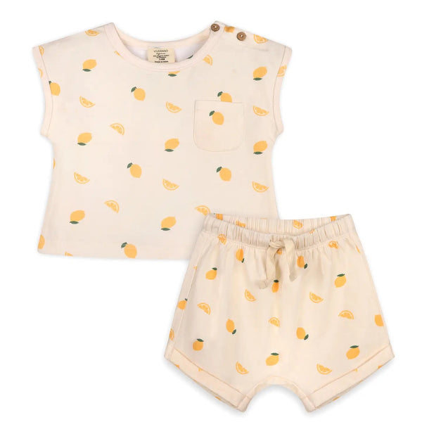 Lemon Baby Top + Shorts Set (Organic Jersey)