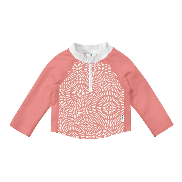 Eco Zip Long Sleeve Rashguard - Coral Sand Dollar