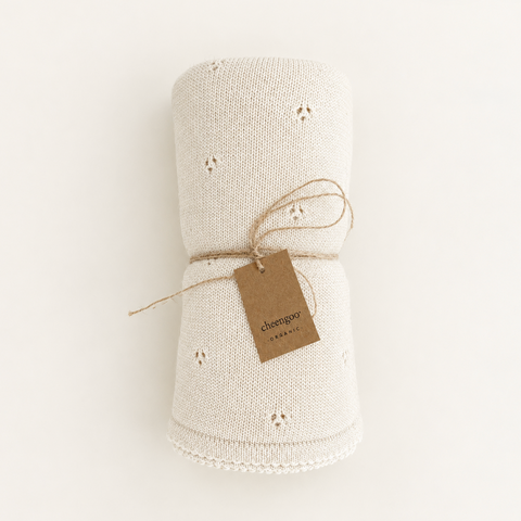 Organic Knit Baby Blanket - Cream