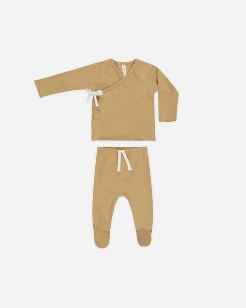 Wrap Top + Footed Pant Set Honey