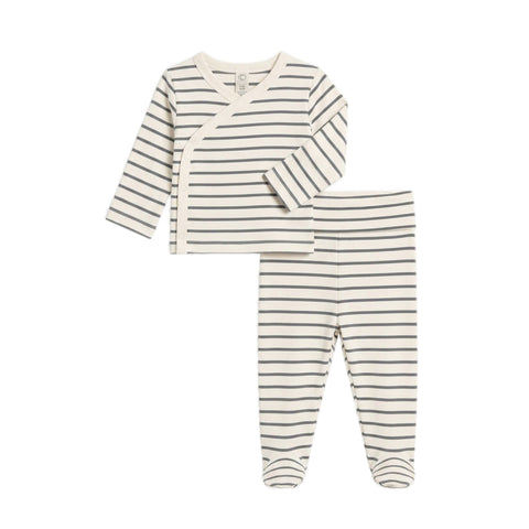Riley 2 Piece Kimono Top and Pant Set - Windsor Stripe