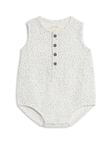 Bowie Muslin Bubble Romper - Pinehurst / Powder + Shell