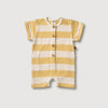 Organic Short Sleeve Romper - Yellow Stripe