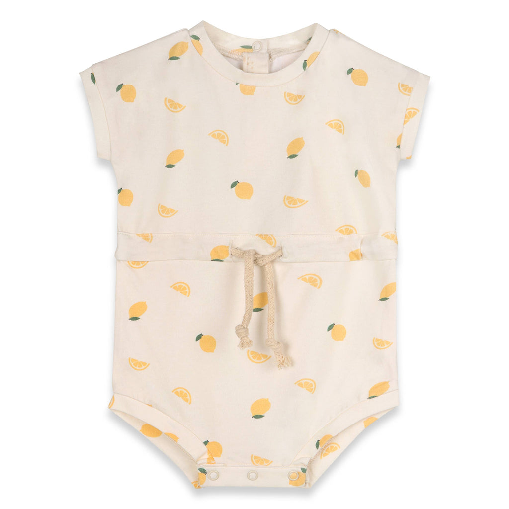 Lemon Waist Tie Short Baby Romper (Organic Jersey)