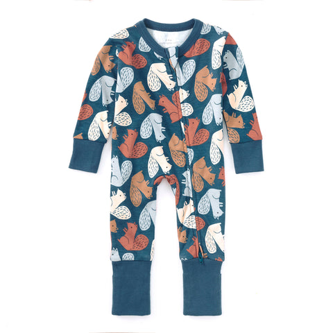 Bamboo Blend Convertible Coverall - Squirrel Scurry