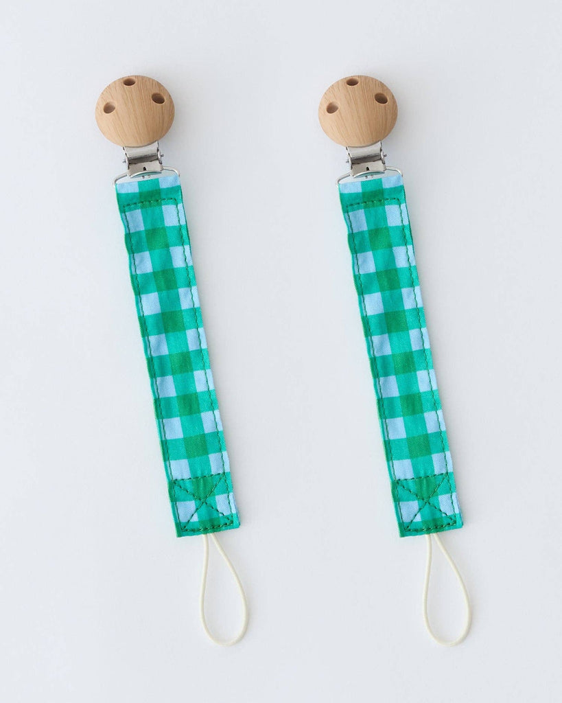 Pacifier Clip Two-Pack (Teal Gingham)