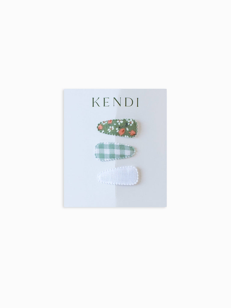 Mini Clip Set 3-Pack: Mint/Gingham