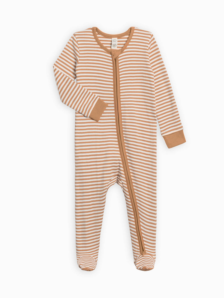 Organic Baby Peyton Zipper Sleeper - Ginger Stripe