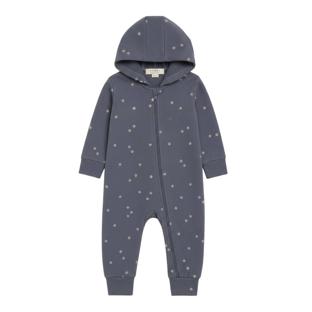 Greer Fleece Hooded Zipper Romper - Peak Steel