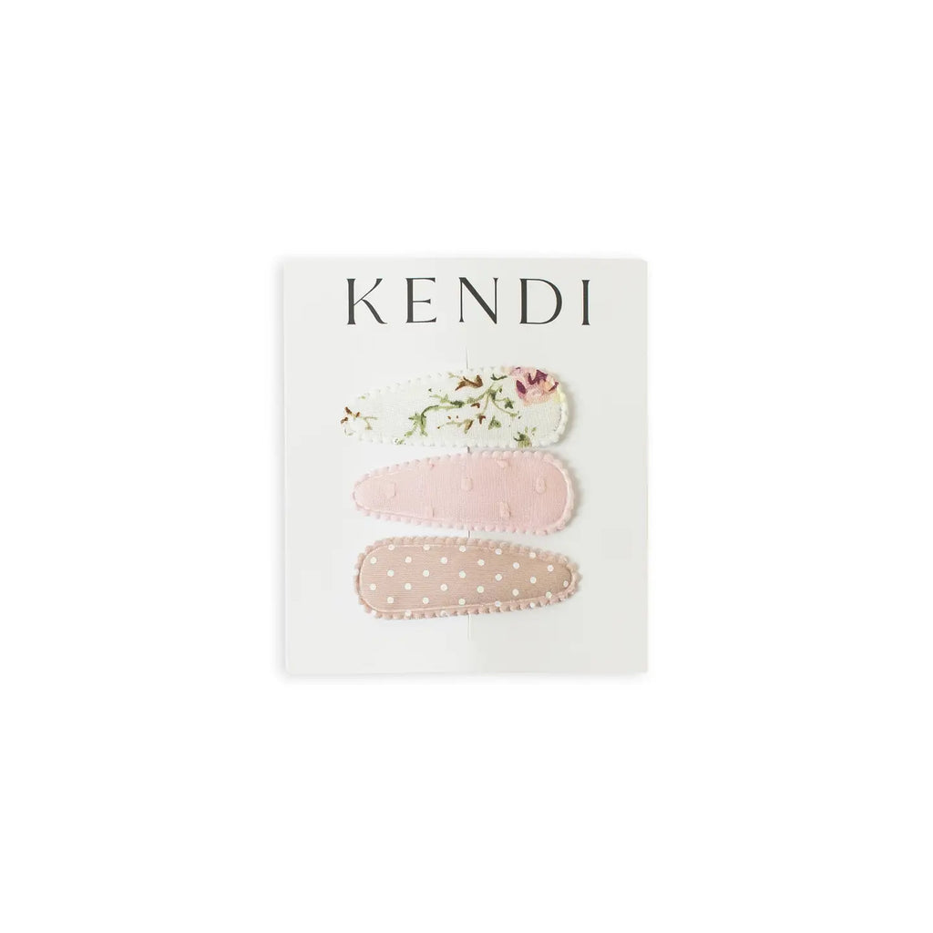 Kendi Baby Hair Clips 3 Pack - Pink Polka