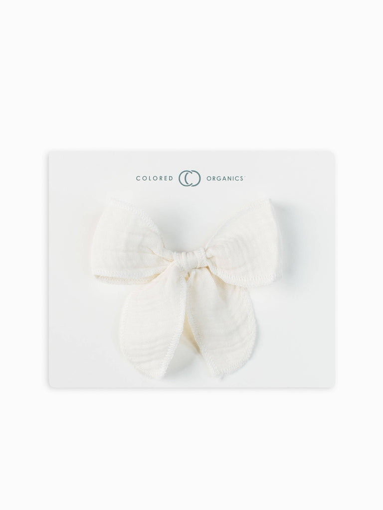 Muslin Bow Hair Clip - Ivory