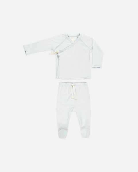 Wrap Top + Footed Pant Set Fog