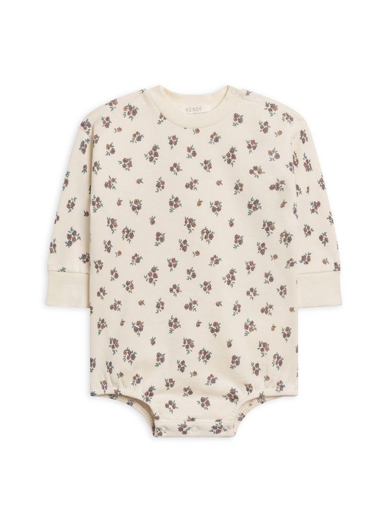 Jamie Fleece Bubble Romper - Tempe Floral / Fog + Chestnut