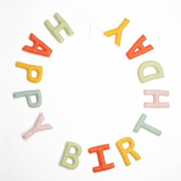 Happy Birthday - Garland Banner with Cloth Bag