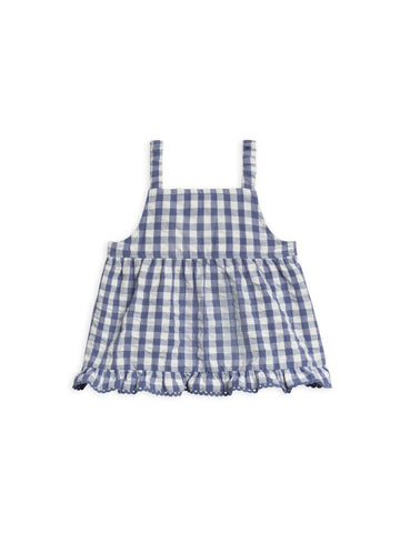 Organic Ember Seersucker Ruffle Tank - Marino Gingham