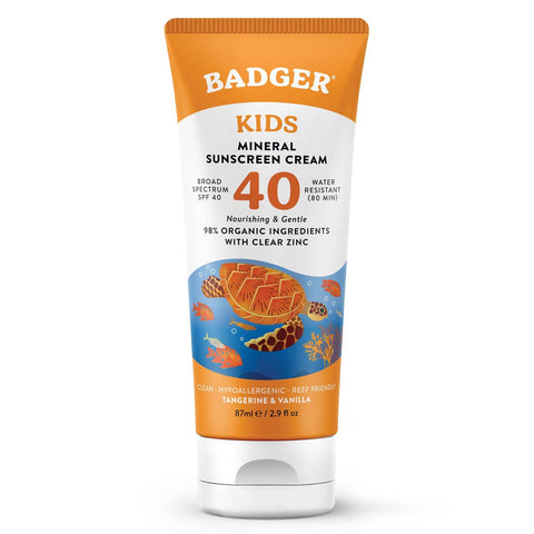 Kids Mineral Sunscreen Cream SPF 40, with Clear Zinc Oxide