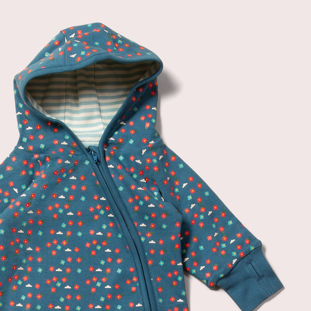 Blue Flowers Reversible Hooded Snug As A Bug Suit