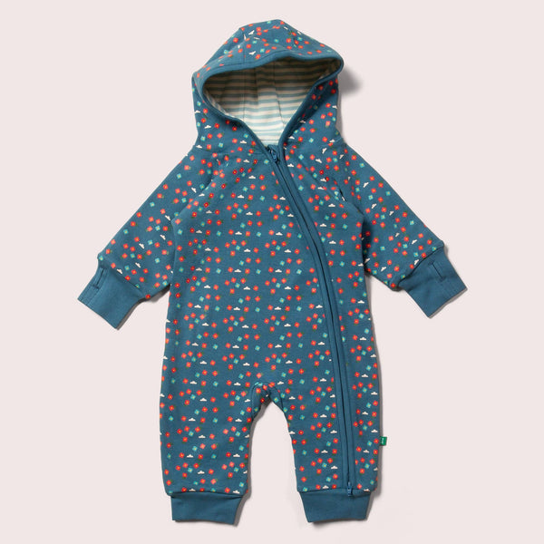 Blue Flowers Reversible Hooded Snug As A Bug Suit