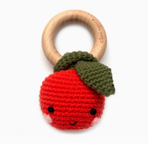 Crocheted Apple Teething Rattle