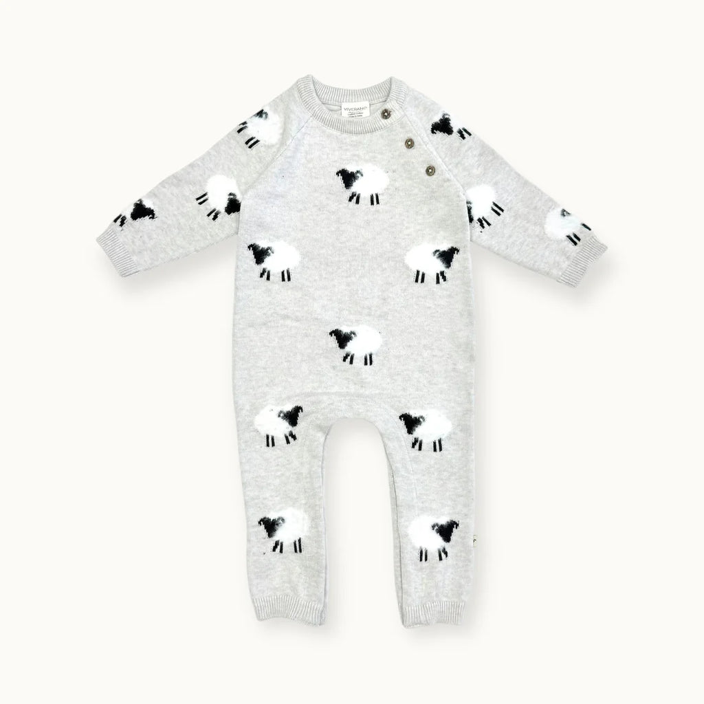Sheep Jacquard Sweater Knit Baby Jumpsuit