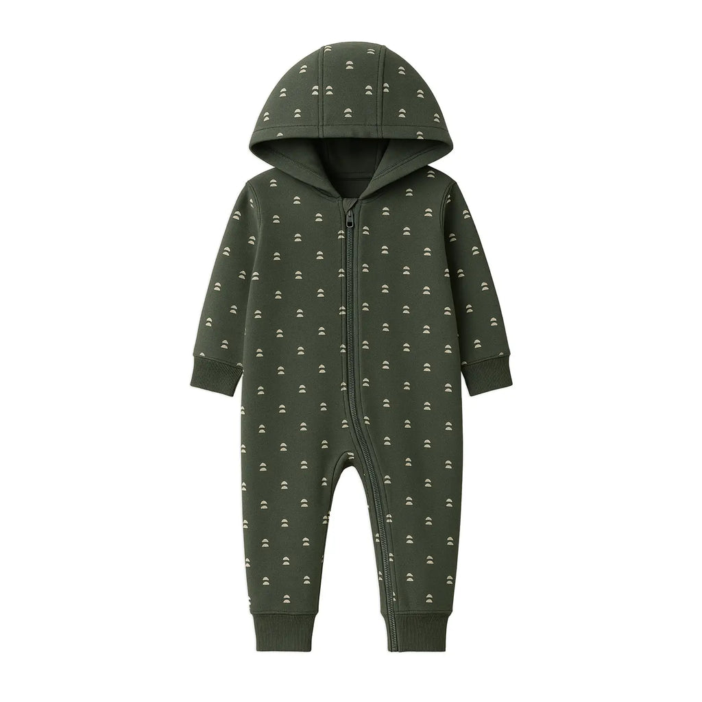 Greer Fleece Hooded Zipper Romper Bent/Pine
