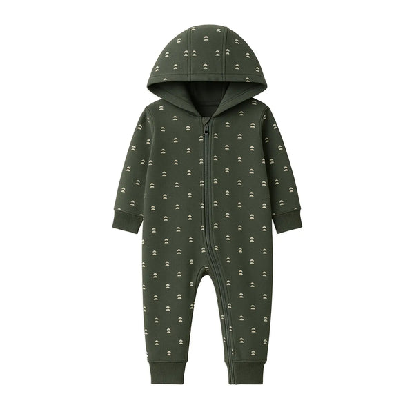Greer Fleece Hooded Zipper Romper Bent/Pine