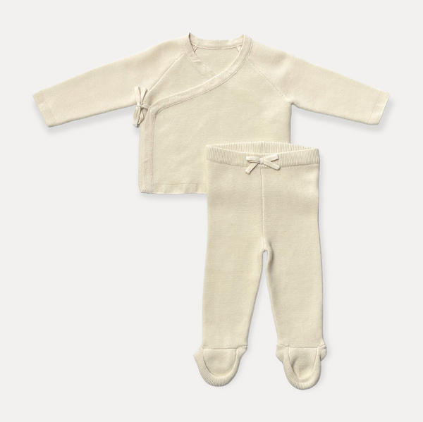 Milan Kimono Baby Knit Cardigan+Legging Set - Cream