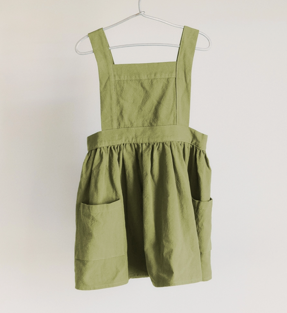 Pinafore Apron Dress - Moss