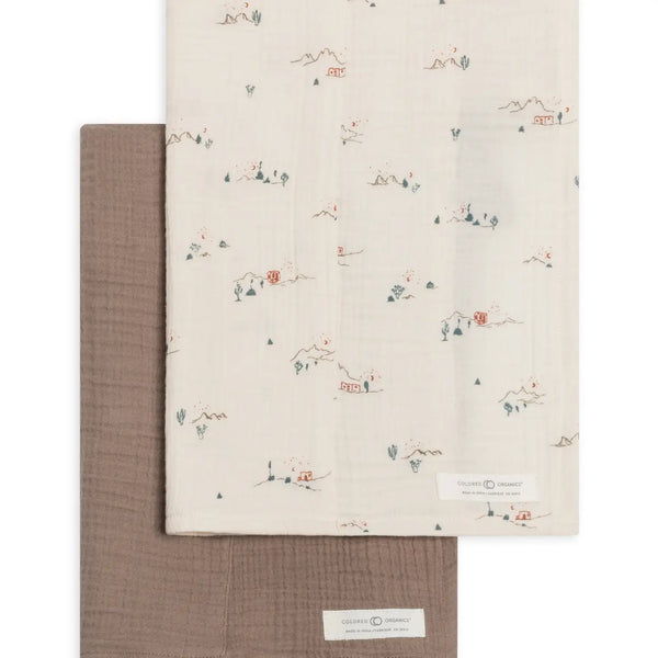 Muslin Burp Cloth (2-pack) - Desert + Taupe