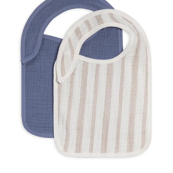 Organic 2-pack Muslim Bibs - Enzo Stripe + Marino