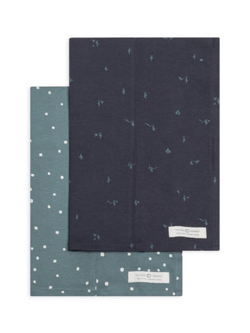 Burp Cloth (2-pack) - Square Dot + Cactus Navy