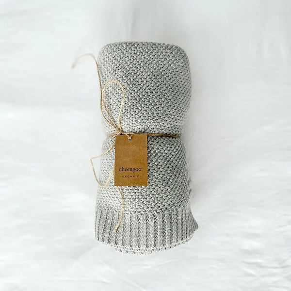 Organic Knit Baby Blanket - Cream (moss stitch)