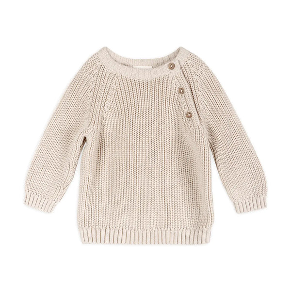 Classic Chunky Knit Baby Pullover Sweater (Organic Cotton) - Stone