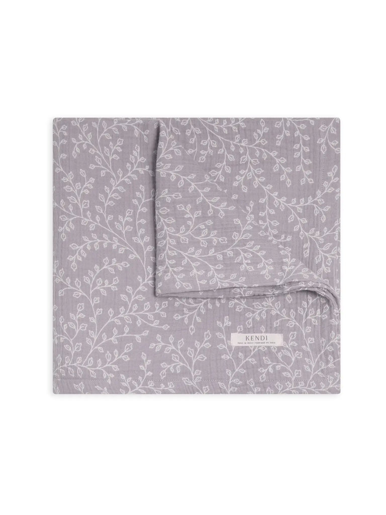 Organic Baby Muslin Swaddle Blanket - Lucia Floral / Lilla