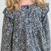 Mika Ruffle Long Sleeve Dress - Chicory Floral / Navy