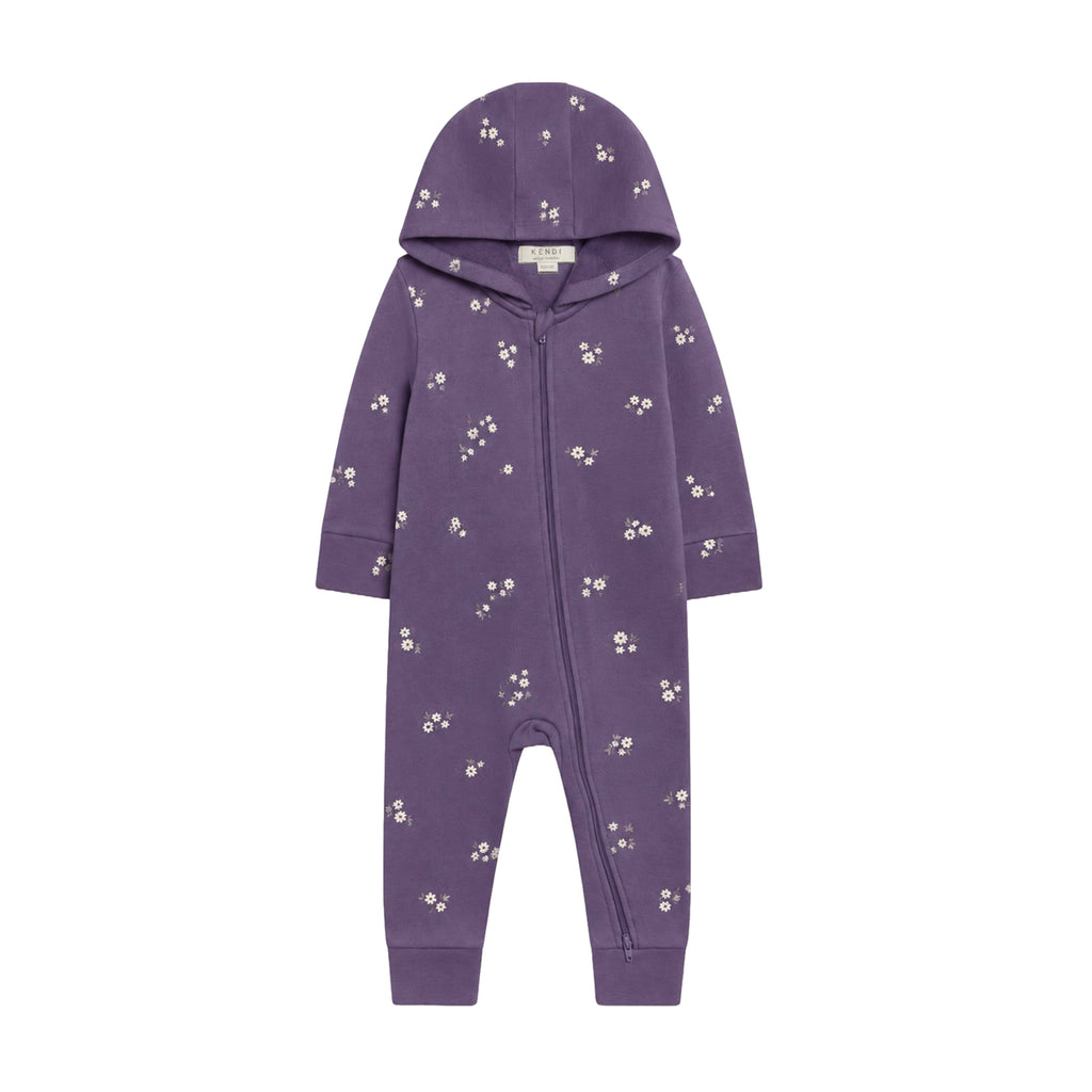 Greer Fleece Hooded Zipper Romper - Posey Floral