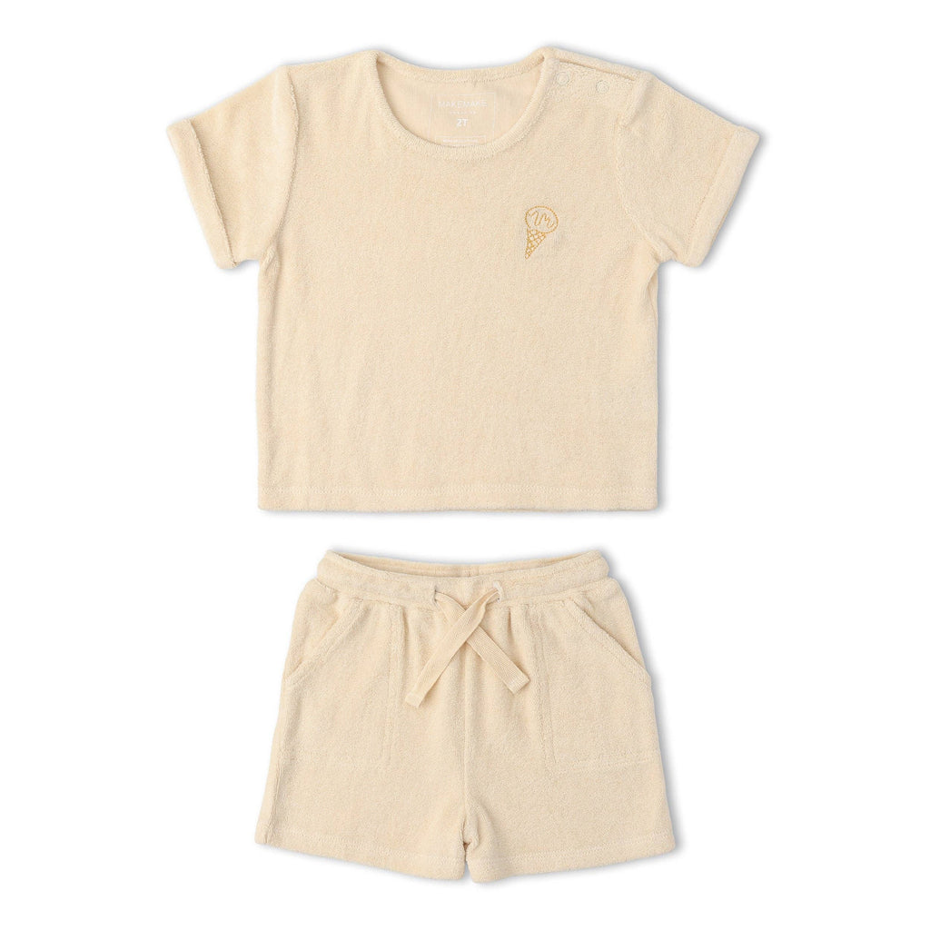 Organic Terry Tee & Shorts Set - Butter Yellow