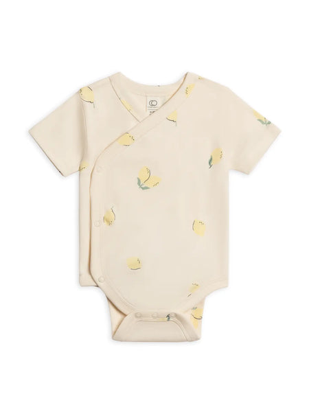 Lark Short Sleeve Kimono Bodysuit - Lemon
