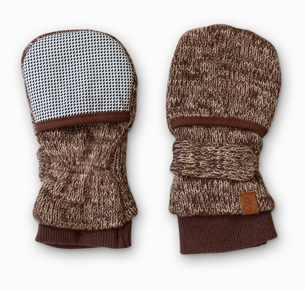 Bamboo Knit Organic Stay-On Mitts - Bark