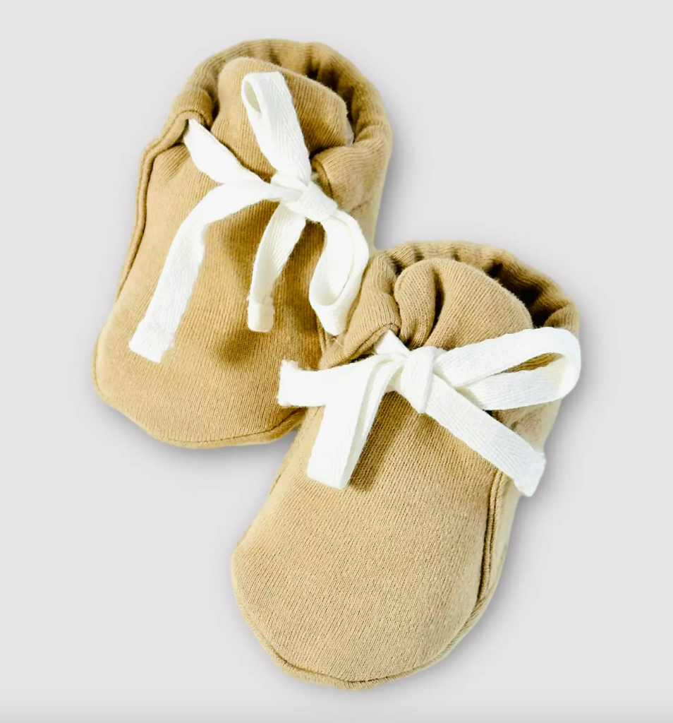 Organic Cotton Solid Baby Booties - Sand