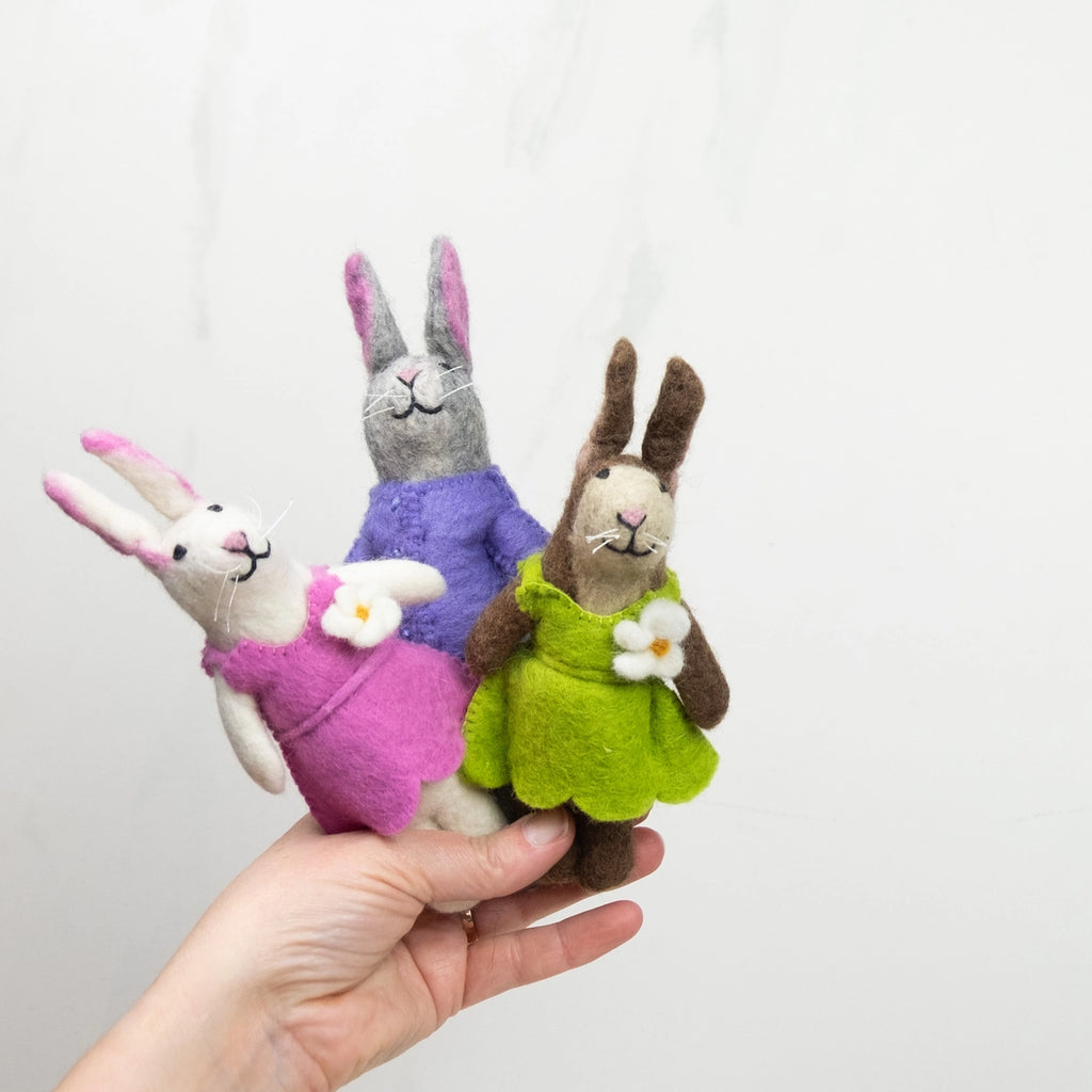 Felted Wool Pastel Bunny Dolls