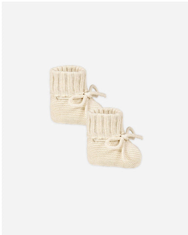 Knit Booties, Heathered Natural