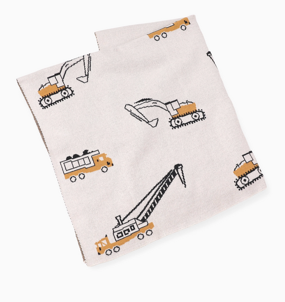 Trucks - Organic Cotton Jacquard Sweater Knit Baby Blanket