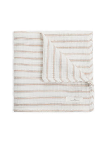 Organic Muslin Swaddle Blanket - Arley Stripe / Dove + Clay