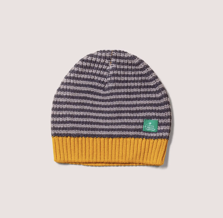 Dreamy Blue Striped Knitted Beanie Hat